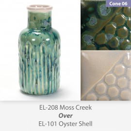 Moss Creek EL208 over Oyster Shell EL101 Glaze Combination Moss Creek EL208 over Oyster Shell EL101 Glaze Combination